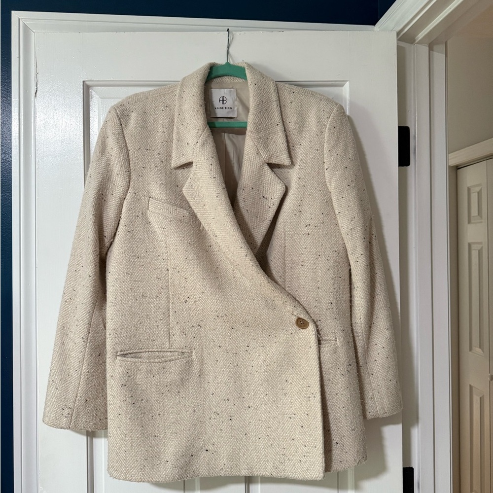 Anine Bing Textured Cream Blazer